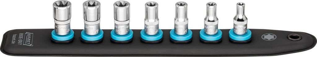 [850E-SR/7] HAZET SmartRail avec 7 emplacements 850E-SR/7 ∙ Carré creux 1/4 pouce (6,3 mm) ∙ Profil TORX® extérieur ∙ 7 pièces ∙ E5 ∙ E6 ∙ E7 ∙ E8 ∙ E10 ∙ E11 ∙ E12