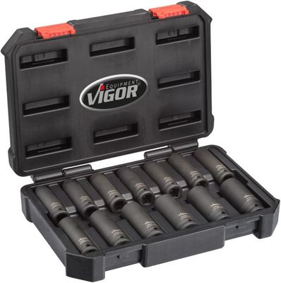 [V5550L] VIGOR - Jeu de douilles à chocs ∙ longues ∙ taille 10 – 24 mm ∙ 13 pièces