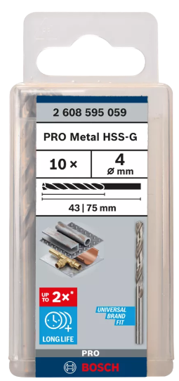 10x Foret HSS-G 4x43x75mm