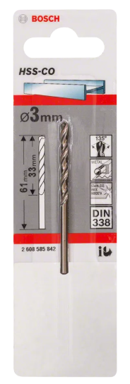 Foret HSS-CO 3x33x61mm