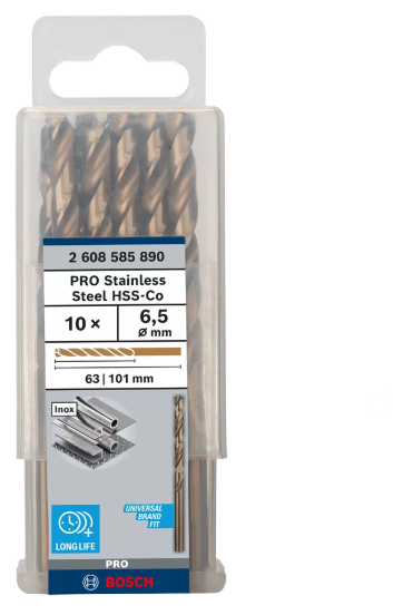 10x Foret HSS-CO 6,5x63x101mm