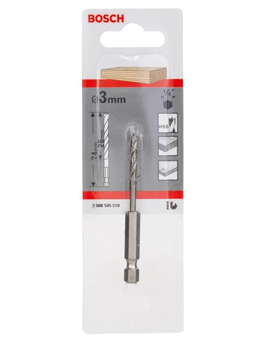 [⚠Déstockage] Mèche HSS à bois 6Pans 3x33x74