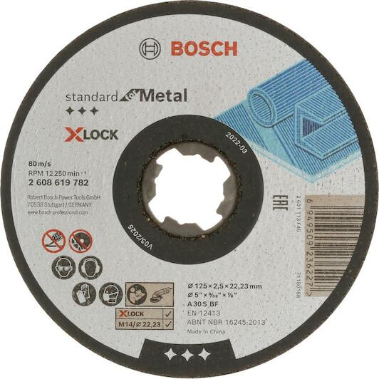 [2608619782] Disque à tronçonner Standard for Metal X-LOCK 125x2.5x22.23mm Metal droit