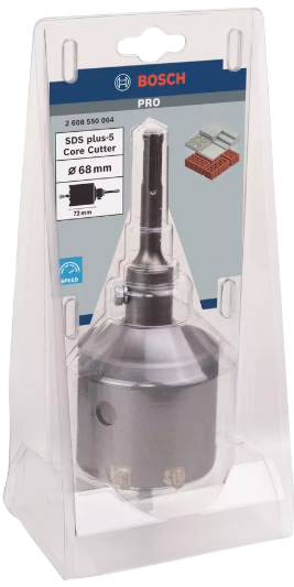 Set 3 pièces couronne-trépan SDS-Plus, 68 x 54 mm