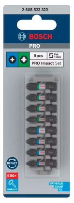 Embout de vissage Impact Control PH1 / PH2 / PH3 / PZ2 / PZ3 25 mm 8x