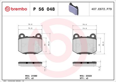 [P56048] [⚠Déstockage] PLAQUETTES DE FREIN BREMBO