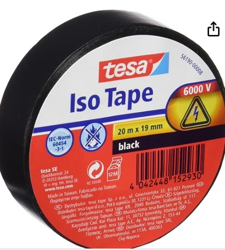 [56190-00008-22] PVC DIY ISO TAPE BLACK LABEL 20MX19MM