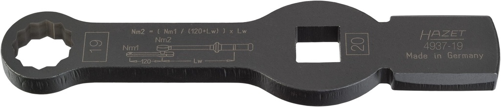 [4937-19] HAZET - Clé polygonale à frapper ∙ à 12 pans ∙ avec 2 surfaces de frappe ∙ taille 19 mm ∙ longueur : 215 mm