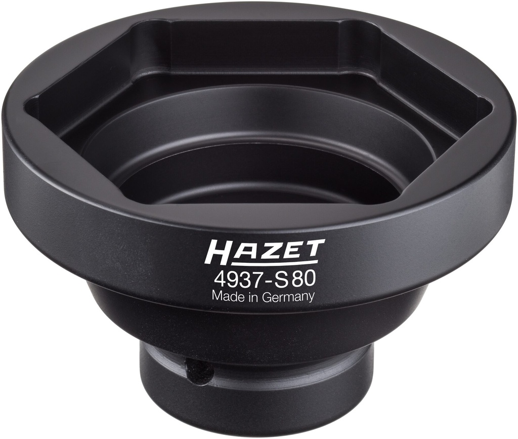 [4937-S80] HAZET Douille d'écrou de moyeu de roue pour véhicules utilitaires 4937-S80 ∙ Carré creux 3/4 pouce (20 mm) ∙ Profil à 6 pans extérieurs ∙ Taille 80 mm