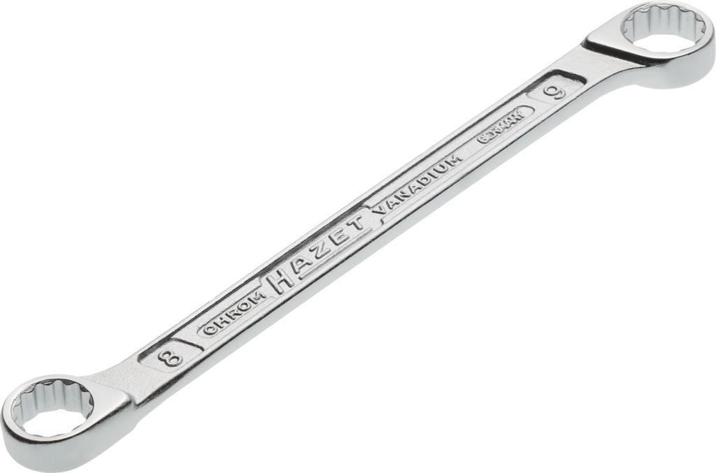 [610N-8X9] HAZET Clé polygonale double 610N-8X9 ∙ Profil Traction à 12 pans extérieurs ∙ Taille 8 x 9 mm
