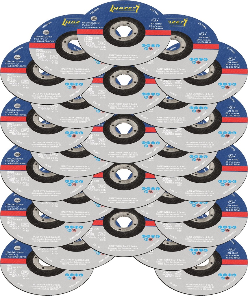 HAZET - Jeu de disques à tronçonner ∙ 125 x 1 x 22,23 mm (5 x 0,40 x 7⁄8″)