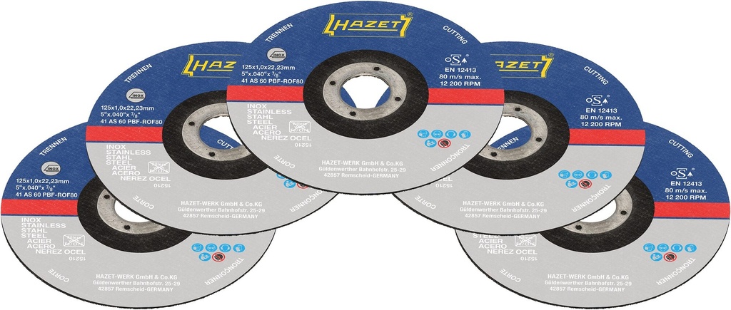 [9233-010/5] HAZET - Jeu de disques à tronçonner ∙ 125 x 1 x 22,23 mm (5 x 0,40 x 7⁄8″)