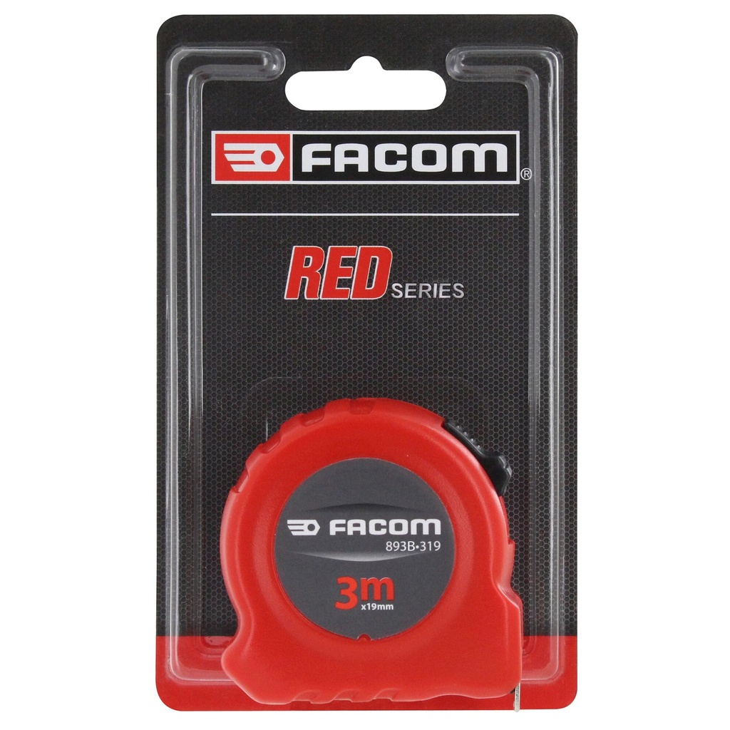 [893B.319PB] FACOM 893B.319PB MESURE 3 M AVEC BLOCAGE, RUBAN NYLON 19 MM, DOUBLE FACES
