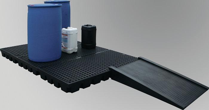 [⚠Déstockage] 9130467529 RAMPE 1290X810MM / Auffahrrampe Kunststoff schwarz passend für PE-Bodenelemente L1290xB810mm