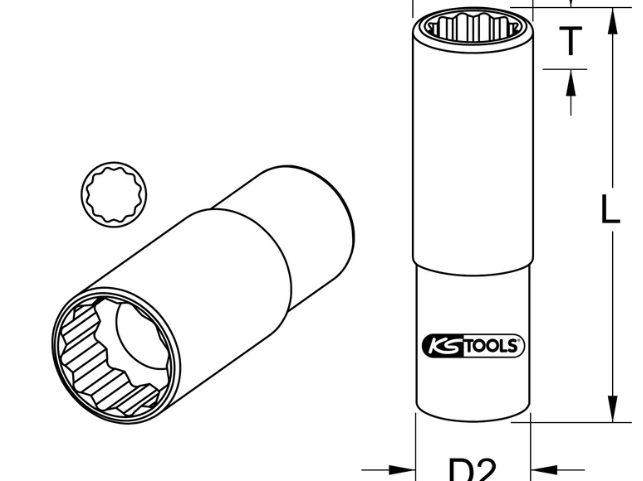 [917.1565] KSTools 917.1565 1/4 douilles 12 pans longues 3/16