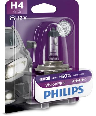 [⚠Déstockage] Philips H4 VisionPlus 12V 60/55W P43t-38