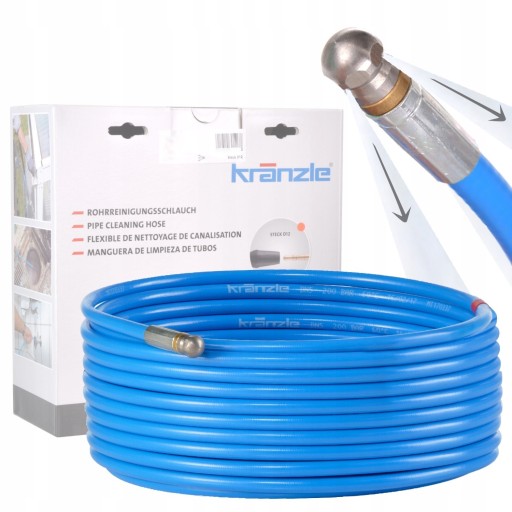[125502KRANZLE] [⚠Déstockage] TUYAU DE NETTOYAGE DE CANALISATION 20M POUR D12  KRAENZLE (ROULEAU)