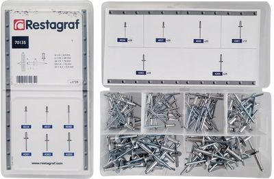 [A0070135] MINI-COFFRET D'ASSORTIMENT DE RIVETS ALUMINIUM Ø 4 → 4,8 mm 135pc