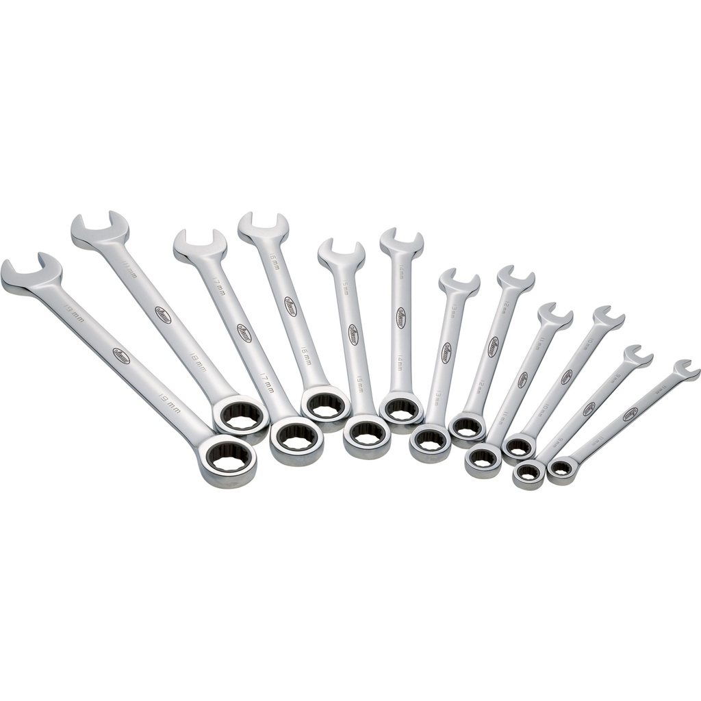 [V1031] VIGOR - Jeu de clés mixtes à cliquet ∙ longues ∙ taille 8 – 19 mm ∙ 12 pièces