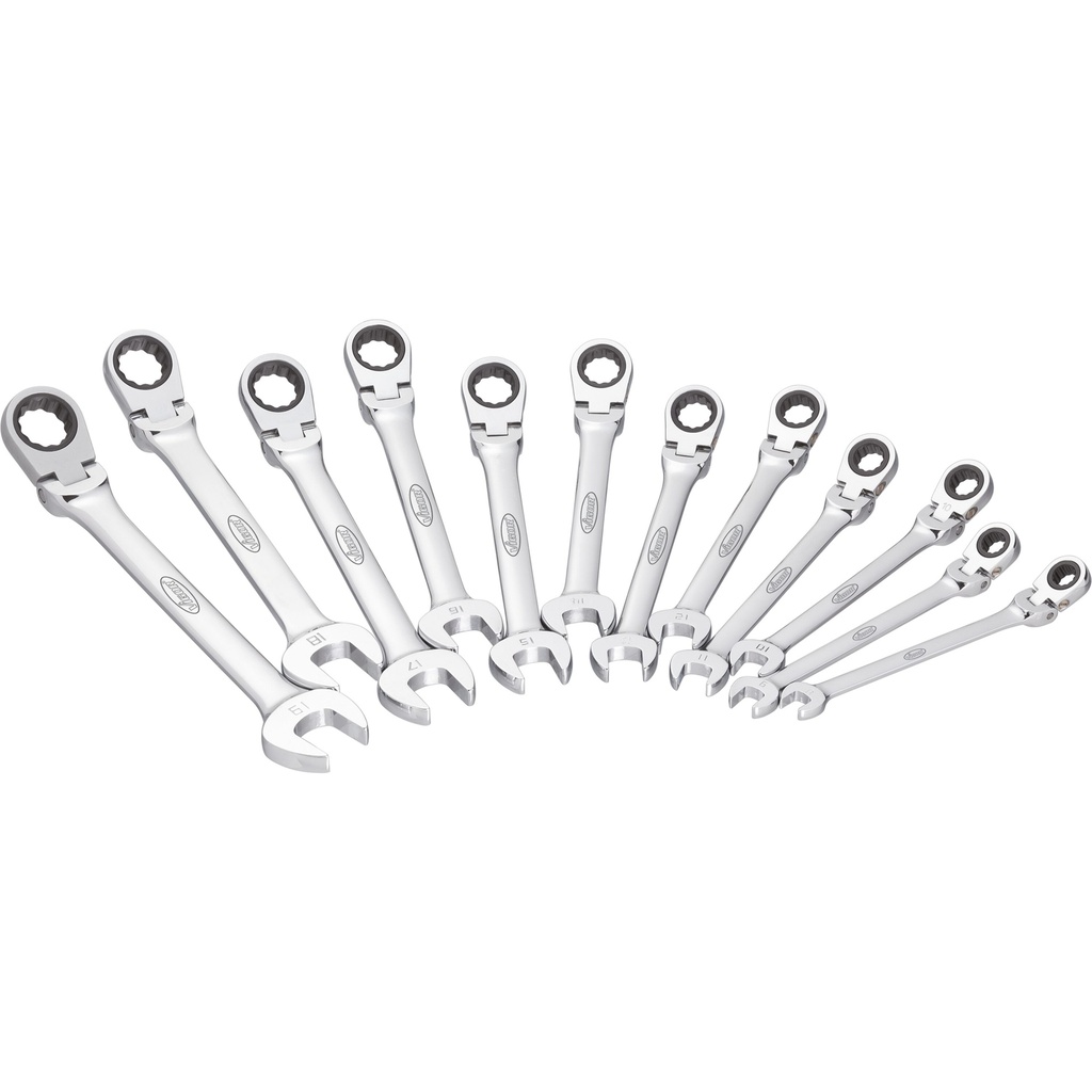 [V2818] VIGOR - Jeu de clés mixtes à cliquet articulées ∙ taille 8 – 19 mm ∙ 12 pièces