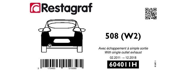 [A604011H] Fasteners kit for rear bumper 508 (W2) except dual outlet exhaust 02.2011→ 12.2018