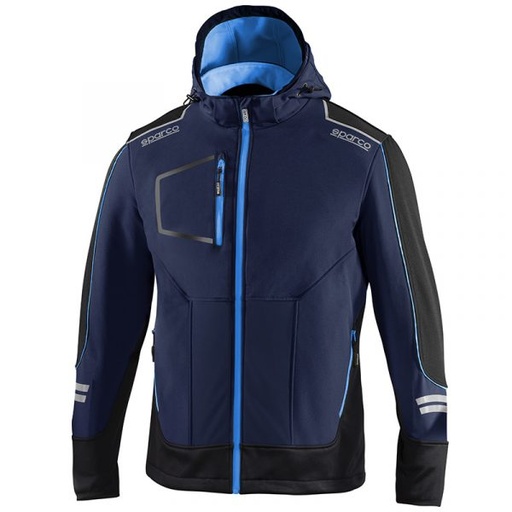 [02412-BMAZ-XS] 02412-BMAZ-TECH SOFTSHELL JACKET|SPARCO TEAMWORK|COLORIS BLEU MARINE / BLEU AZUR (XS)