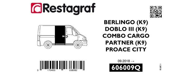 [A606009Q] Fasteners kit for sliding side doors BERLINGO VAN / DOBLO III / COMBO CARGO/ PARTNER / PROACE CITY 11.2018→