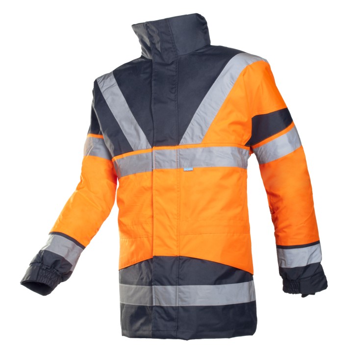 209A-062 Parka étanche haute visibilité à gilet détachable  Orange Fluo/Marine Skollfield SIOEN