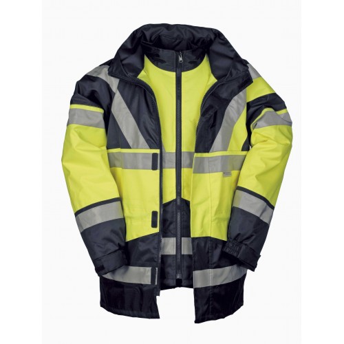 Parka étanche haute visibilité à gilet détachable  Jaune Fluo/Marine Skollfield SIOEN