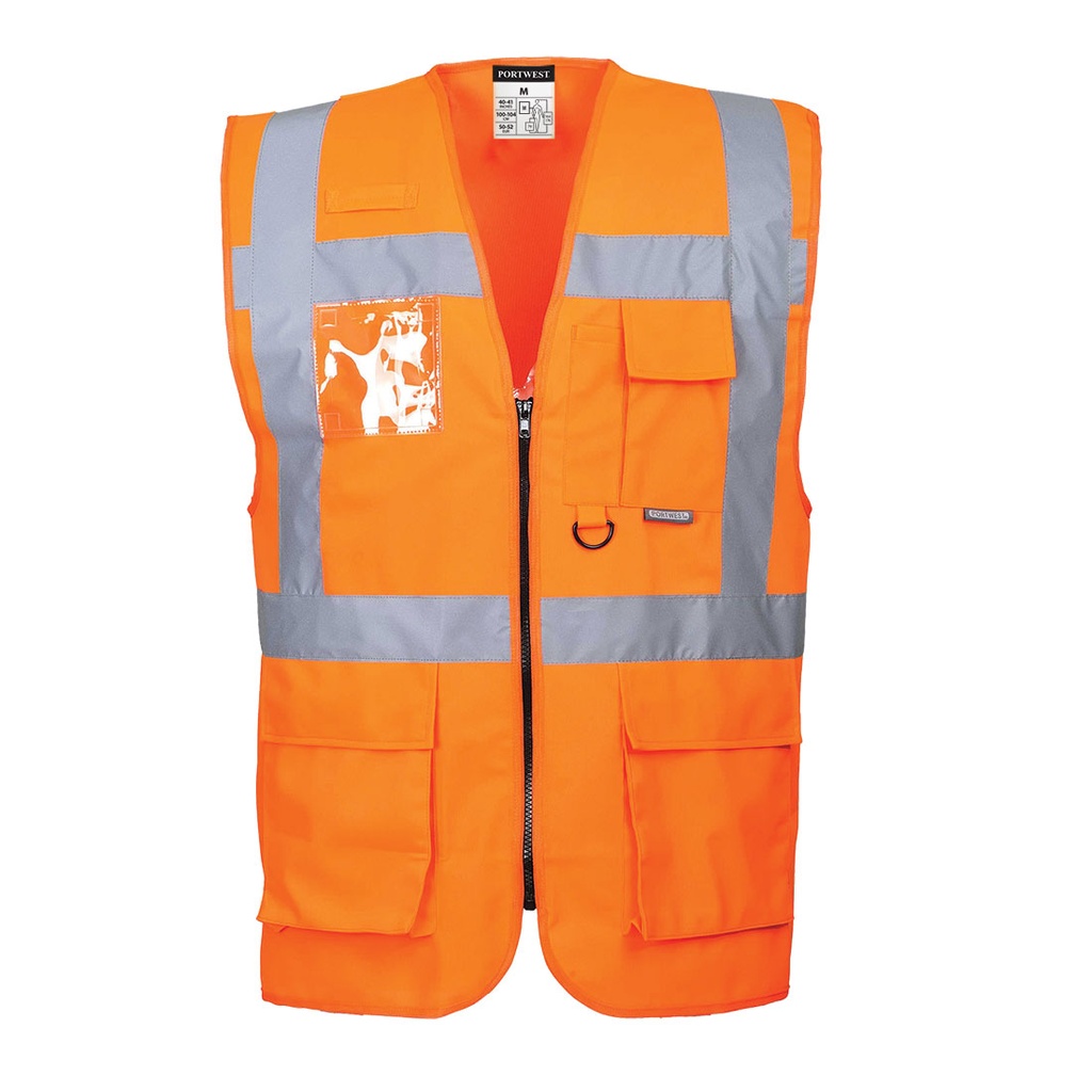 GILET ORANGE FLUO BERLIN|EN 20471 CLASSE 2 / MULTI-POCHE