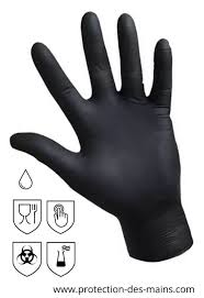 GANTS JETABLES FINITE NITRILE  |NOIR NON POUDRES RENFORCES (6.5 GR) |BOITE DE 100 PIECES