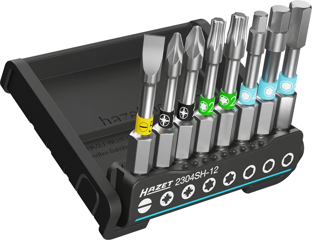 [2304SH-12] HAZET - SmartHolder avec 8 embouts-tournevis (bits) ∙ longs ∙ 8 pièces