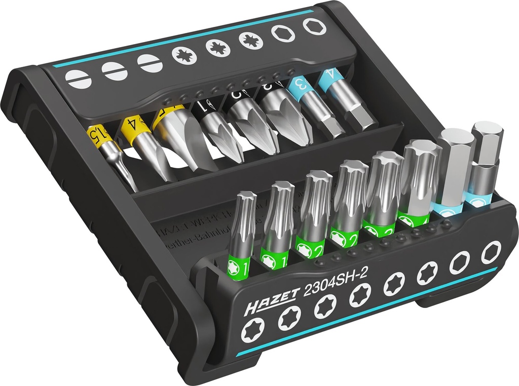[2304SH-2] HAZET - SmartHolder avec 16 embouts-tournevis (bits) ∙ courts ∙ 16 pièces