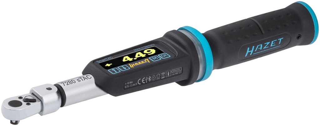 [7280-5STAC] HAZET - Clé dynamométrique à serrage couple et angle ∙ électronique ∙ SmartTAC SYSTÈME 7000 sTAC ∙ 1 – 1000 Nm