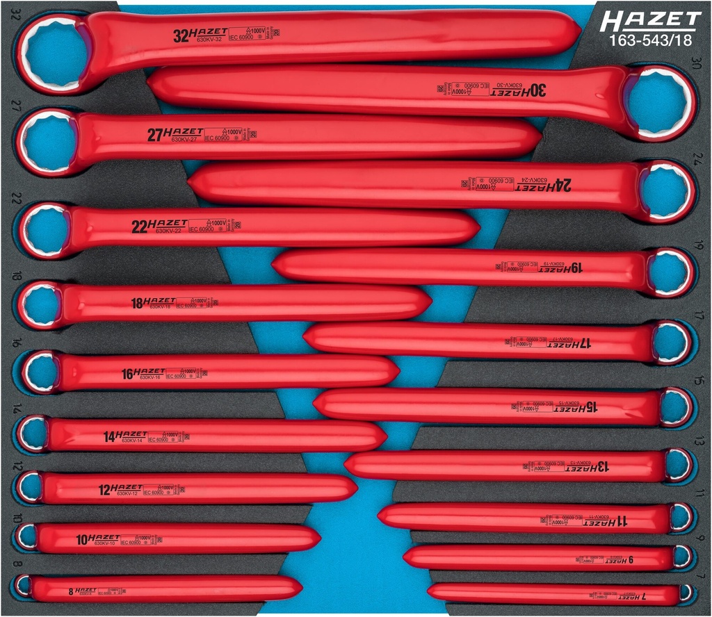 [163-543/18] HAZET - Jeu de clés polygonales doubles ∙ avec isolation de protection