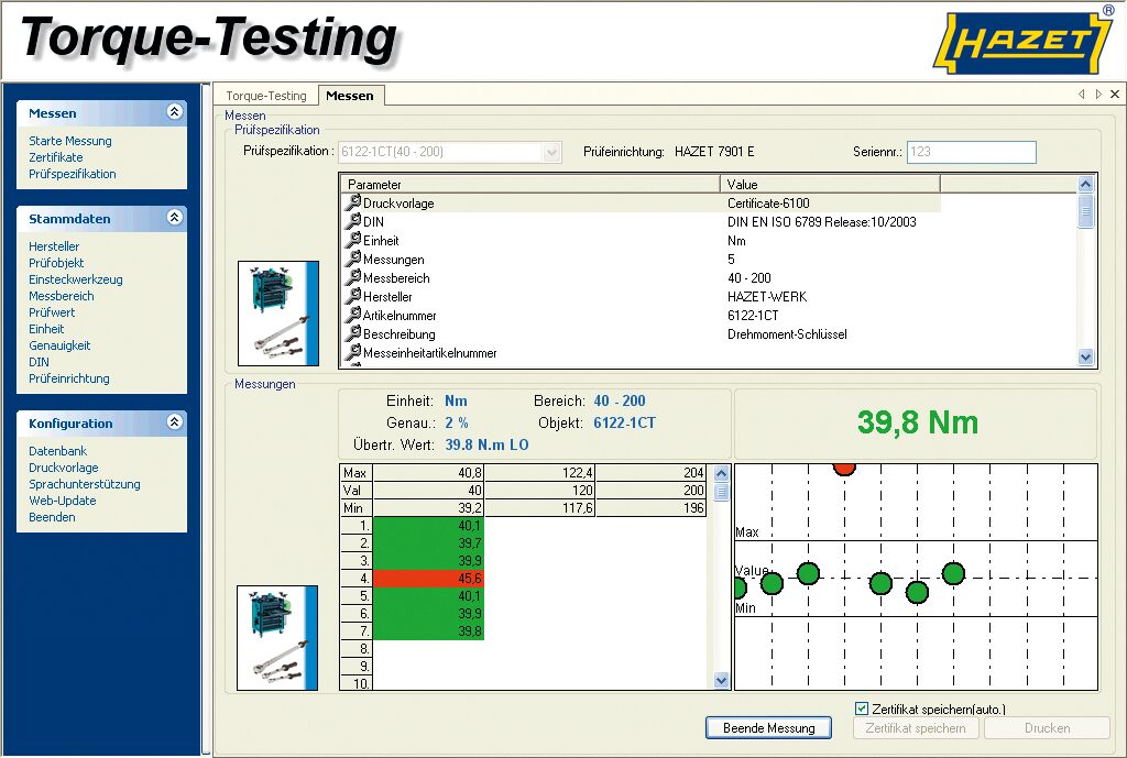 HAZET - Logiciel de contrôle « Torque-Testing »