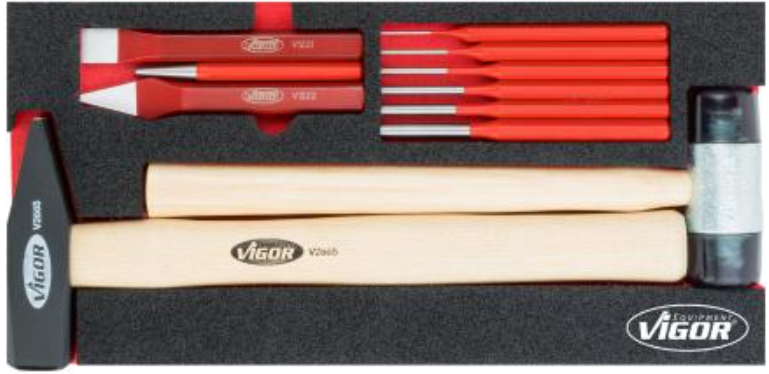 [V5006] VIGOR V5006 Jeu de marteaux et de burins ∙ 11 pièces