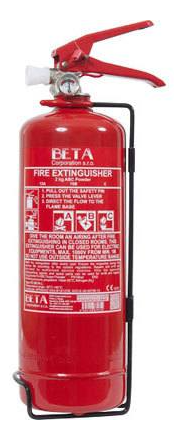 EXTINCTEUR / FEUERLOESCHER PP2 KG BETA-L POUDRE/PULVER  CLASS ABC RATING: 13A/70B MIT SPANNBANDHALTERUNG AV SUPPORT/ATTACHE DUREE DE VIE 5 ANS SNCT 4 ANS