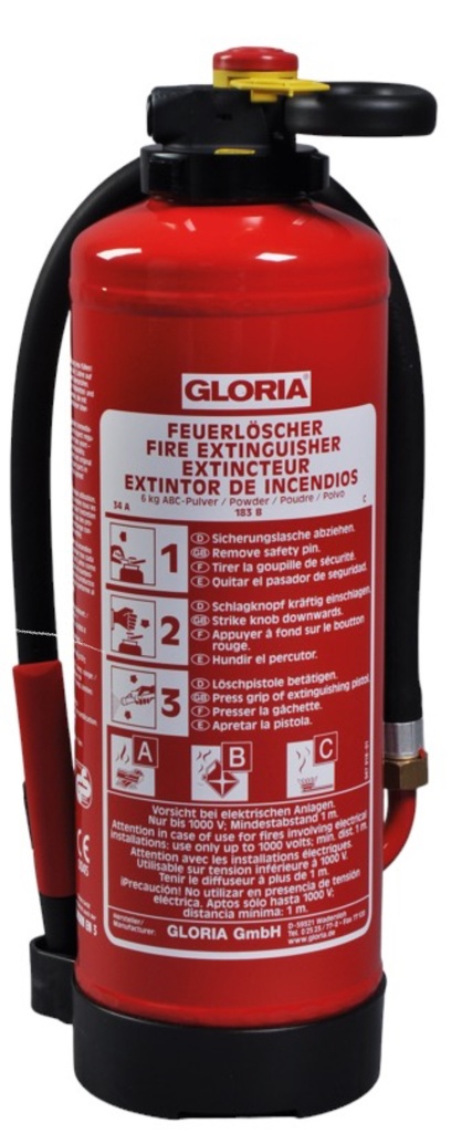 [000510.0000] GLORIA FEUERLOESCHER PULVER PSE6 / EXTINCTEUR POUDRE CLASS ABC GENORMT DIN 3 EUR DUREE DE VIE 20 ANS