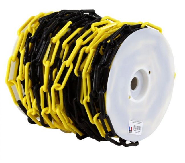 [⚠Déstockage] BOBINE CHAINE POLYETHYLENE 50m, 6mm NOIR/JAUNE