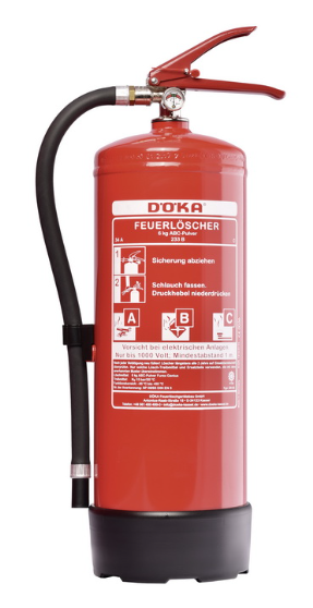 FEUERLOESCHER 6KG PULVER / EXTINCTEURS POUDRE CLASS ABC GN6A3M, 34A/233B/C, 10/15LE DAUERDRUCK M. MANOMETER DOEKA PRESSION PERMANENTE Rating (LE): 34A (10) / 233B (15) / C LE 10 DUREE DE VIE 5 ANS
