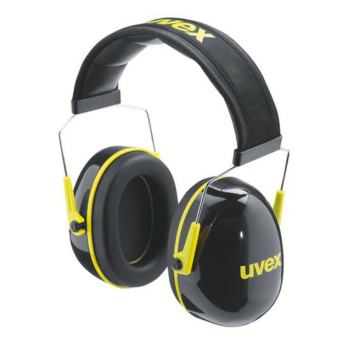 2600.002 - Coquilles antibruit uvex K2 noir, jaune SNR 32 dB