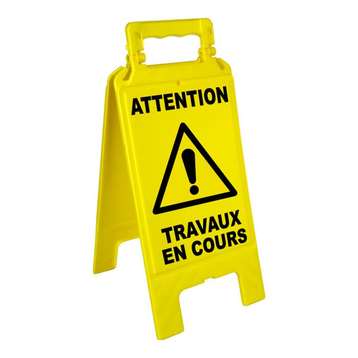 [4291017] CHEVALET DE SIGNALISATION JAUNE ATTENTION TRAVAUX EN COURS (PIECE)