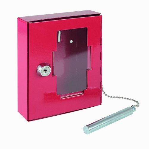[477203] NOTSCHLUESSSELKASTEN M. SCHLUESSEL RAL 3000, GLAS 60x100 BxH 120x150x40 mm (BxHxT) SCHLOSS NR. 1D1 MIT SCHLAGSTIFT