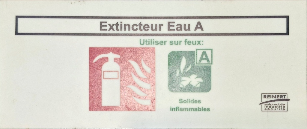 [⚠Déstockage] EXTINCTEURS EAU A KUNSTSTOFF LANGNACHLEUCHTEND 85X200MM MIT TEXT REINERT (PIECE)