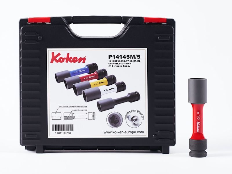 KO-KEN - P14145M/5 - 1/2" Kit de montage de roue de voiture, en cassette plastique 17,19,21,22mm + 17MB