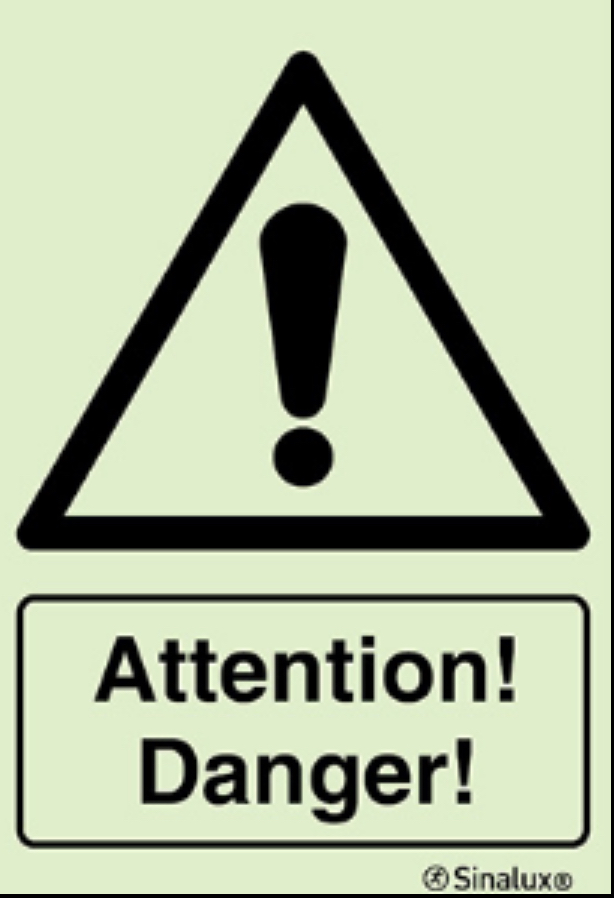 [F3151] PICTO ATTENTION DANGER! 150x200 CM PVC PHOTOLUMINESCENT