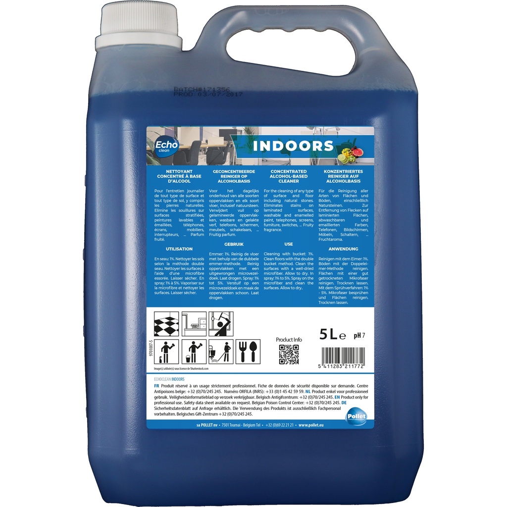 ECHOCLEAN INDOORS (5L) Détergent toutes surfaces