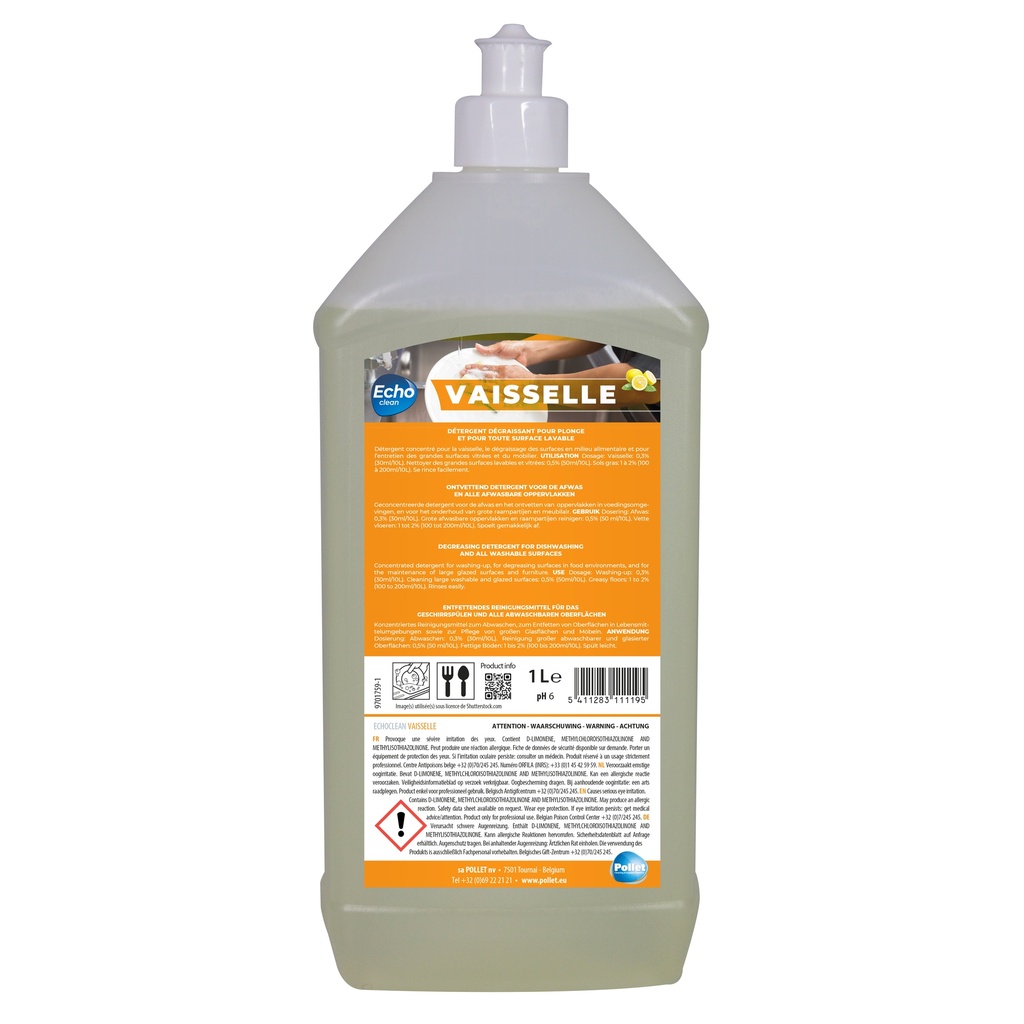[1100970] ECHOCLEAN VAISSELLE (1 1L) Détergent plonge manuel
