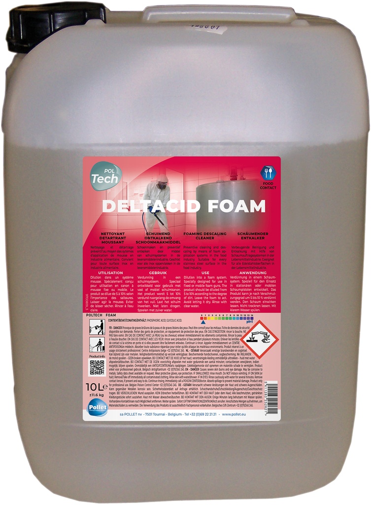 POLTECH DELTACID FOAM (10L) Puissant détartrant détergent à base d'acide Phosphorique
